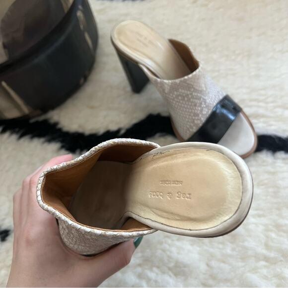 Rag & Bone Snake Embossed Leather Peep-Toe Heels - Picture 7 of 8